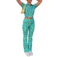 thumbnail image 3 of VISgogo Pantalones de pierna recta para mujer, pantalones de cintura alta con estampado estampado, marrón / negro / verde / azul / café VISgogo moda, 3 of 9