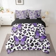 thumbnail image 2 of Castle Fairy Purple Butterfly Girl Twin Bedding Sets,Leopard Print Bedding Comforter Set, 2 of 8