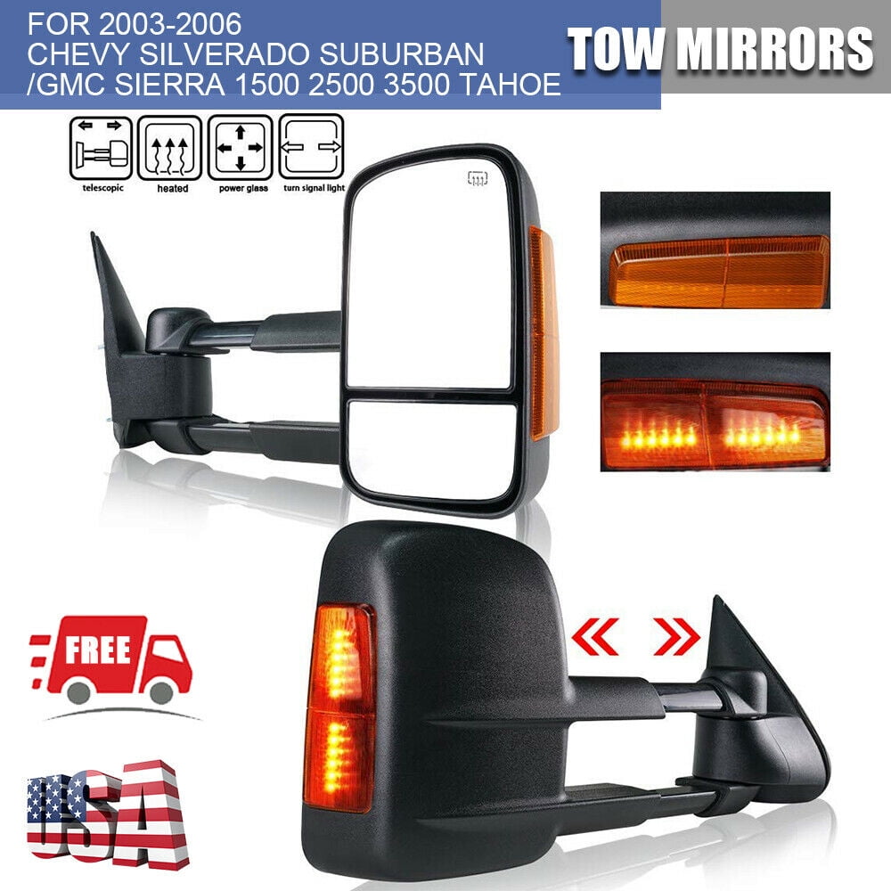 Terrain Vision Dot Approved Towing Mirrors Side View Tow Mirrors For 2003 2006 Chevy Silverado Suburban Gmc Sierra 1500 2500 3500 Tahoe With Power