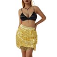 thumbnail image 4 of Gupgi Women Sequins Fringe Skirt, Glitters Tassel Mini Skirt for Dance Rave Party, 4 of 9