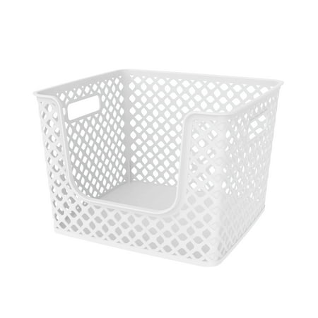 Mainstays Open Front Decorative Basket, Artic White