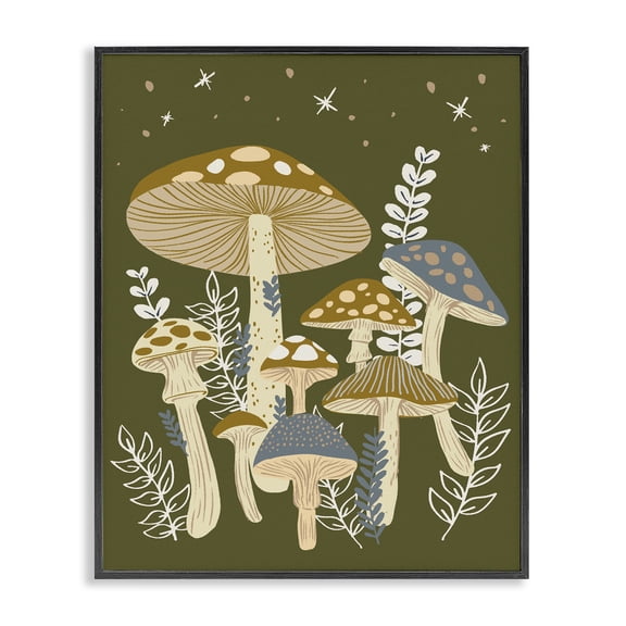Stupell Industries Rustic Lodge Cottage Mushrooms Whimsical Nature Black Framed Giclee Art, 11 x 14, by Ziwei Li