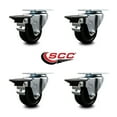 thumbnail image 2 of 3 Inch Soft Rubber Wheel Swivel Top Plate Caster Set Posi Brake Service Caster, 2 of 2
