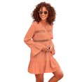 thumbnail image 2 of LASCANA Women's Flowy Flared Sleeve Dress Lace Trim, 2 of 6