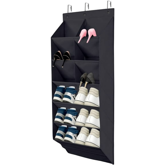 Hanging Shoe Organizer with 9 Pocket Hooks Wear Resistant 600D Oxford Shoe Storage Door Hanger Heavy Duty Deep Pockets Over the Door Shoe Rack for Home Men Women Shoes Sneakers