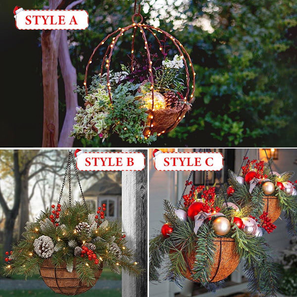 Christmas Hanging Basket,Artificial Christmas Hanging Basket,Frosted ...