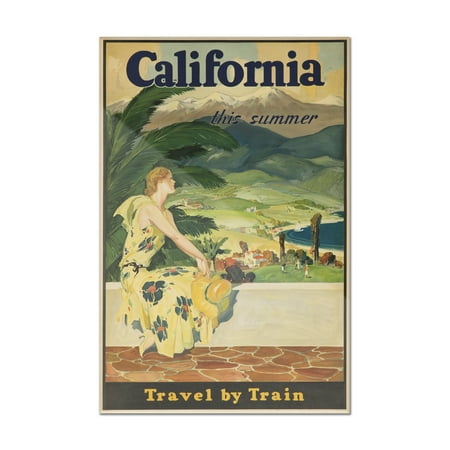 California - Travel by Train Vintage Poster USA c. 1930 (8x12 Acrylic Wall Art Gallery
