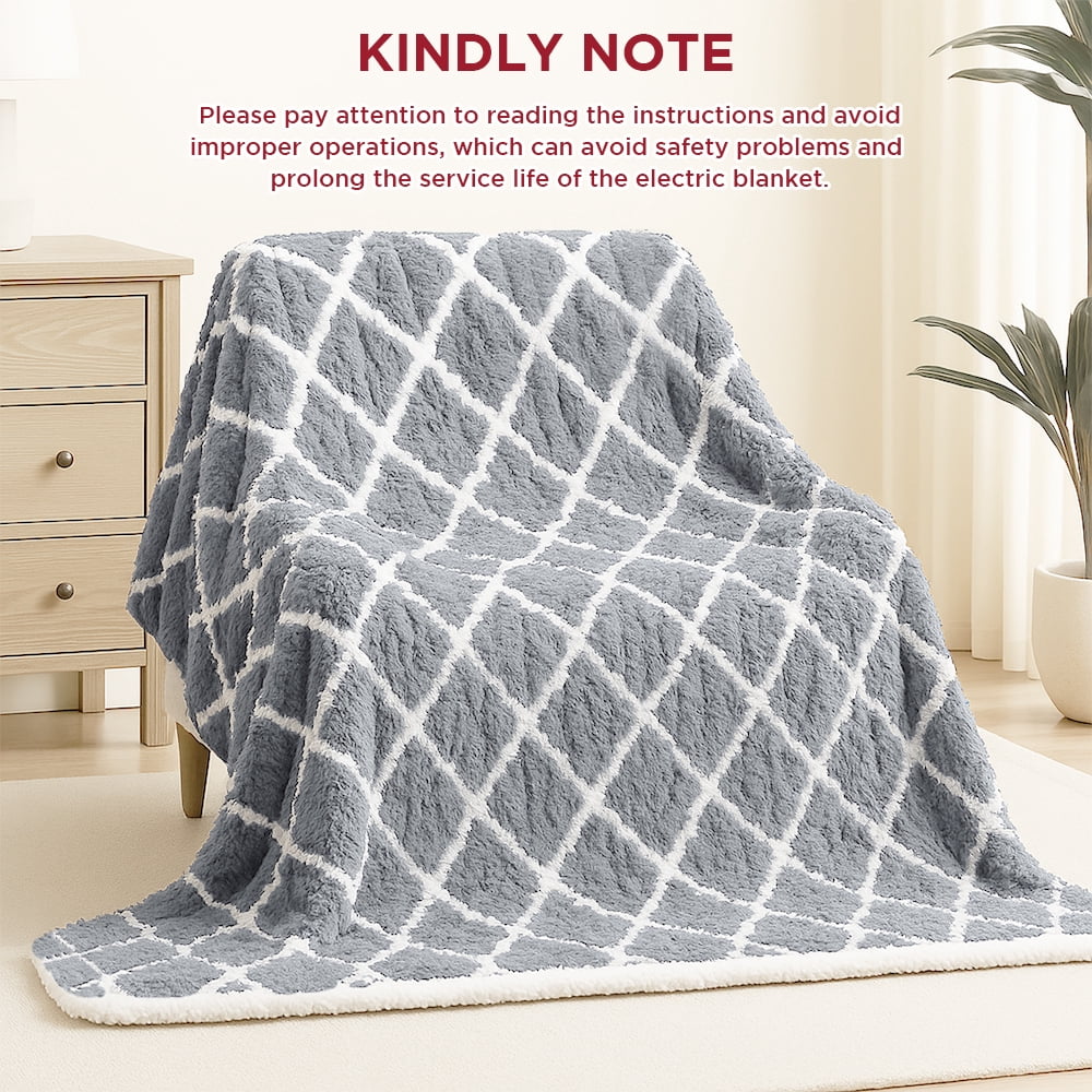 kibhous Heated BlanketThrown 50''X60''-with 6 Heating Levels , 8-Hour Selectable Auto Shut-Off (Gray)