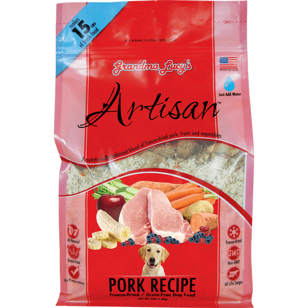 Grandma Lucy's Artisan GrainFree Pork FreezeDried Dog Food, 3lb Bag