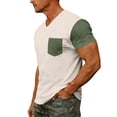 thumbnail image 4 of Fabrcox S-4XL Mens Short Sleeve Shirts Big and Tall V Neck Shirts for Men Color Block Going Out Fitness Summer Shirts Men with Pocket, 4 of 8