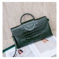 thumbnail image 5 of Genuine Cowhide Women Crossbody Bag, Glossy Crocodile Embossed Metal-Ring Top-Handle Purse, 5 of 5