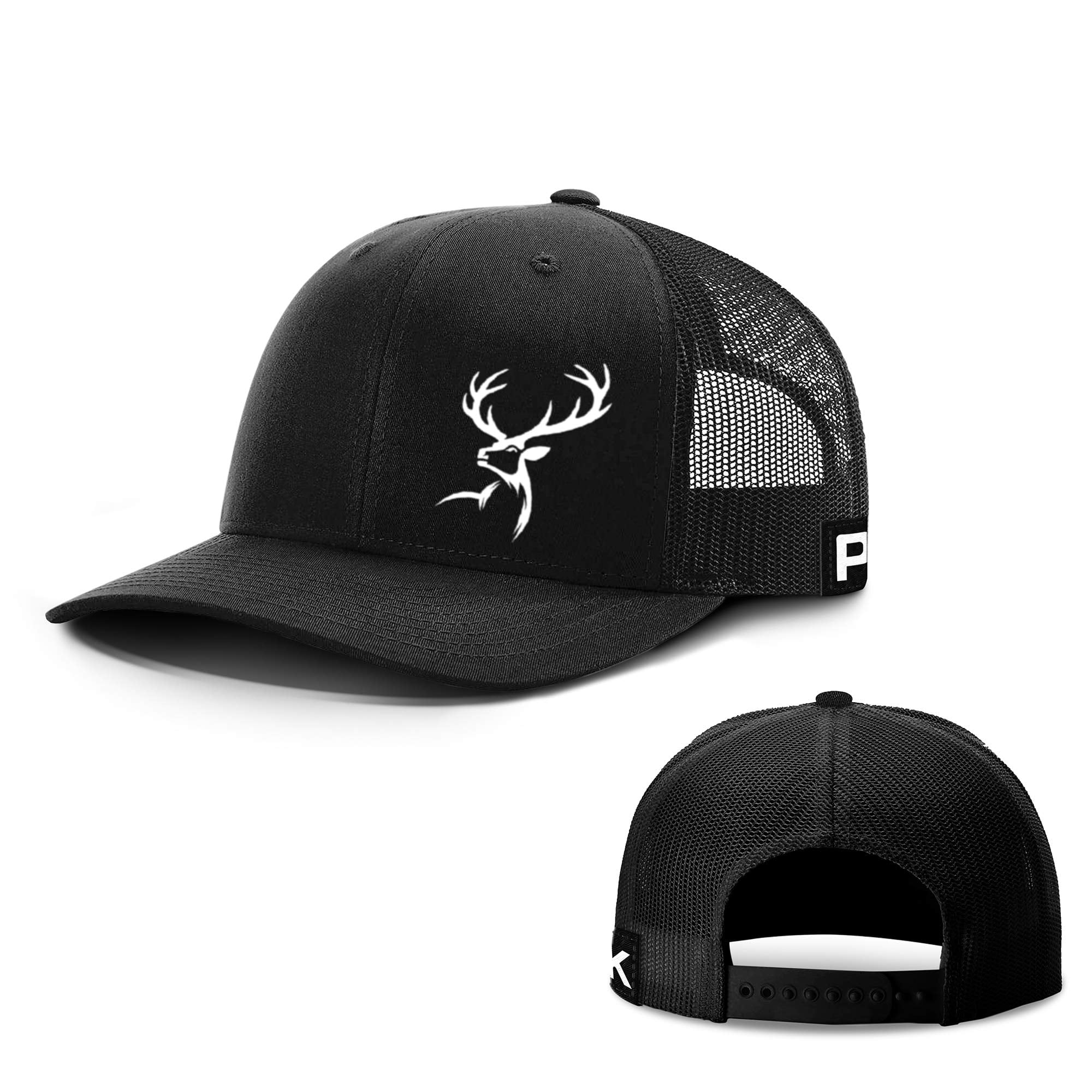 Printed Kicks Deer Hunting Adult Baseball Cap - Unisex Charcoal & Black  Snapback Hat
