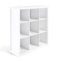 Artisan 45 inch x 43 inch Solid Wood Transitional 9 Cube Bookcase and Storage Unit in White