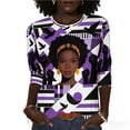 thumbnail image 2 of Xuyuer Black History Shirts for Women I Am Black History Month Shirt Round Neck Graphic African American 3/4 Sleeve Tee Tops, 2 of 9