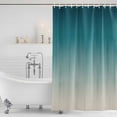 thumbnail image 2 of Teal Blue Ombre Shower Curtain Set - Small 36" x 72" Washable Bathtub Curtain with 12 Hooks, Contemporary Gradient Abstract Art Waterproof Fabric Stall Shower Curtains for Bathroom/Bathtub Décor, 2 of 6