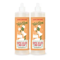 Rebel Green Super Deluxe Dish Soap - Natural Dishwashing Soap - Liquid Dish Detergent - Sustainable Dish Liquid Scented with Orange & Chamomile - ( 16oz 2-Pack)