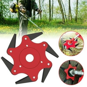 TSV Steel Trimmer Head, Universal 6 Teeth Weed Eater Blade, 45Mn Steel Lawn Mower Cutter Tool, Red