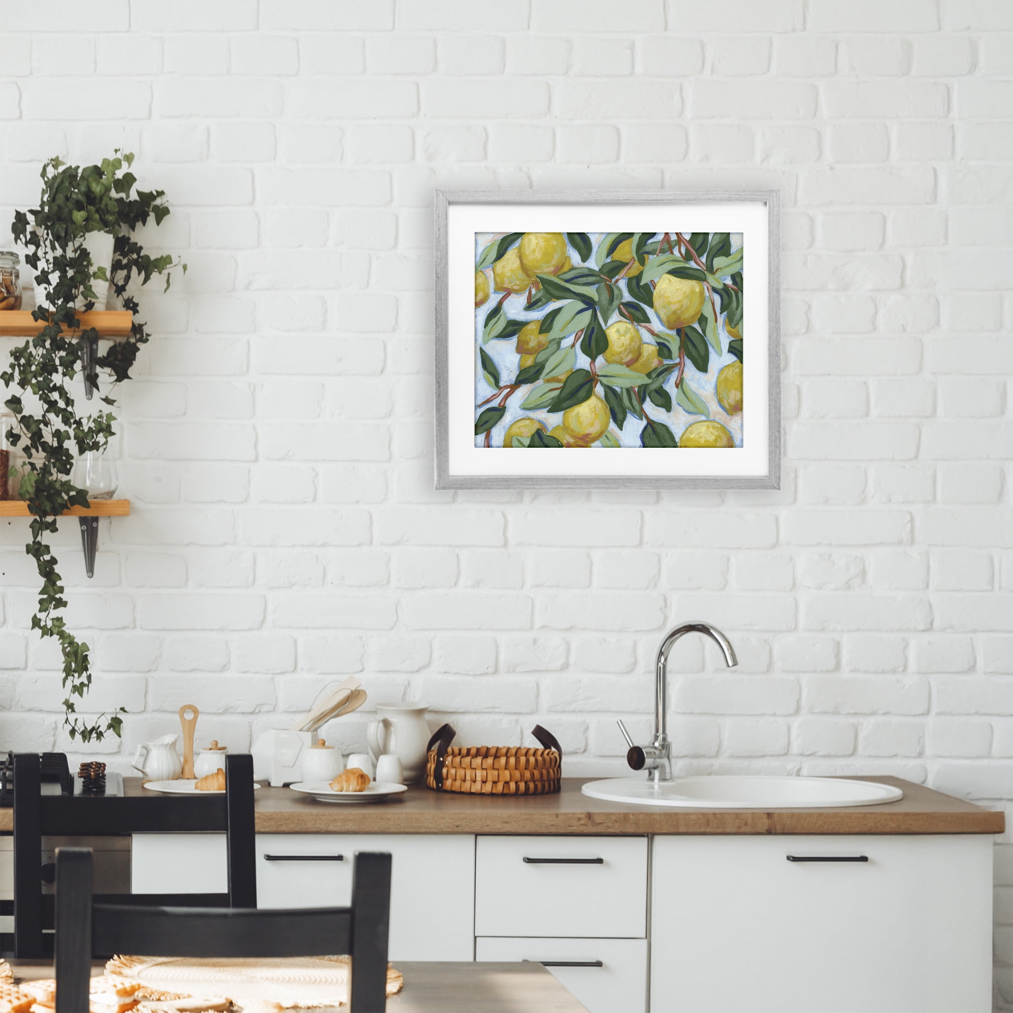 Stupell Industries Summer Citrus Tree Gray Framed Print Under Glass, design by June Erica Vess