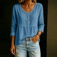 thumbnail image 7 of Ruimatai Womens Peplum Tunic Blouses V Neck Button Front Roll Up Long Sleeve Loose Casual Pullover Tops, 7 of 7