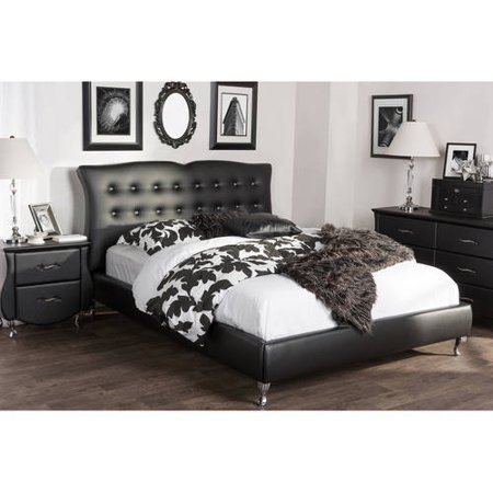 bed platform leather faux modern king baxton erin contemporary studio queen