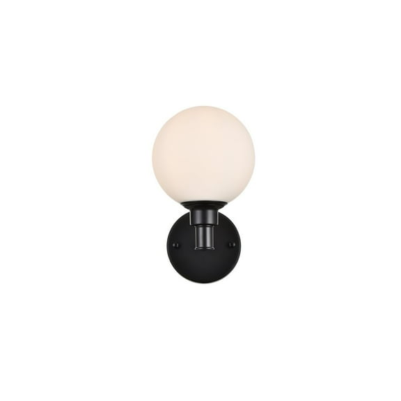 Living District Cordelia 1-Light Iron/Glass Bath Sconce in Black/Frosted White