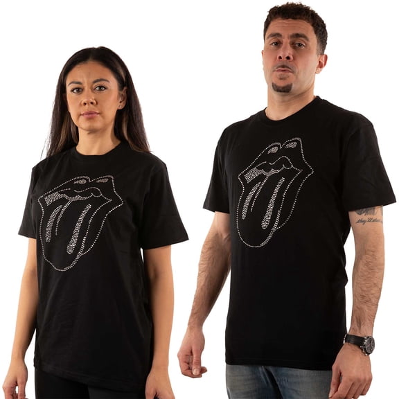 Men's Rolling Stones Tongue (Diamante) Slim Fit T-shirt Small Black