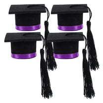NIAIZEK Graduation Cap Decor Purple Felt 4Pcs