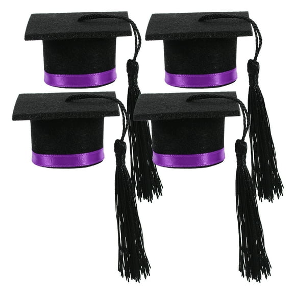 NIAIZEK Graduation Cap Decor Purple Felt 4Pcs