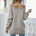 thumbnail image 6 of IROINNID Deals Pullover Sweater for Women Autumn/Winter Off Shoulder Round Neck Pullover Knitted Loose Sweater,Beige, 6 of 7