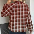 thumbnail image 5 of Womens Plaid Cropped Jackets Lightweight Zip up Casual Short Coat Fall Winter Trendy Outwear with Pockets New Wine XL, 5 of 6