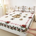 thumbnail image 3 of Homewish Golden Bell 3pcs Twin Sheet Sets for Teens Boys Girls,Merry Christmas Twin Fitted Sheet,Xmas Chic Flower Breathable Flat Sheet,Super Cozy Room Decor, 3 of 7