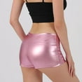 thumbnail image 4 of RYRJJ Metallic High Waisted Booty Shorts Women's Shiny Cheeky Dance Bottoms Wet Look Disco Party Club Hotpants(Pink,M), 4 of 7