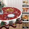 thumbnail image 4 of Red Christmas Round Table Cloth - Xmas Snowman Tablecloth 60 Inch Reindeer Tree Snowflake Happy New Years Table Covers for Kitchen Patio Outdoor Picnic Party, 4 of 8