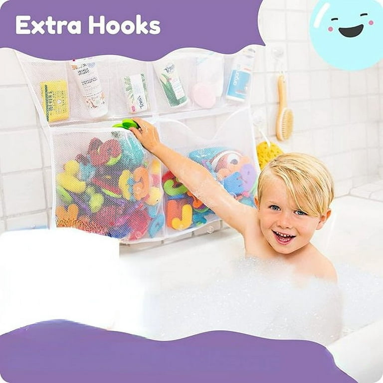 Hanging Bath Toy Holder, With Suction & Adhesive Hooks, 30x23