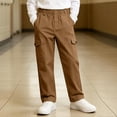 thumbnail image 5 of ZBSOKO Boys Cargo Pants Elastic Waist Straight Leg Casual Pant with Multi Pockets Full Length Fashion Trousers for Teen 5-15 Years, 5 of 7