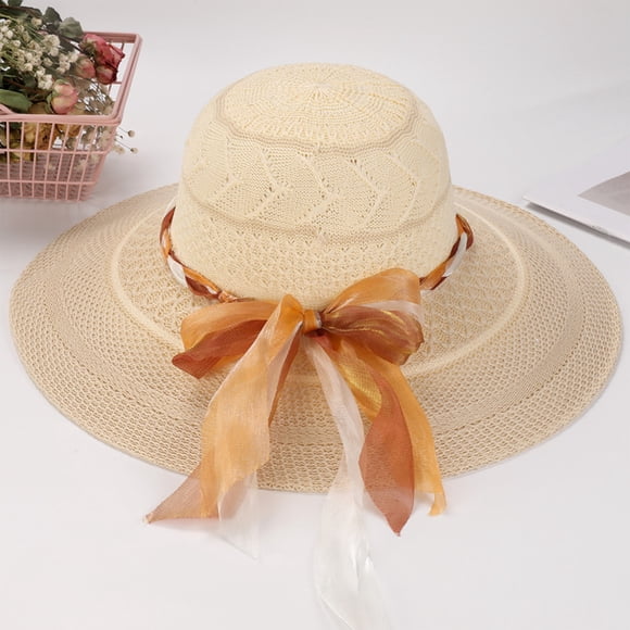 KoiLife Sun Hats for Women Beach Hat Floppy Straw Hat Foldable Straw Hat Large Brim Hat Brim Length 5" Beige Classic Sun Protector for Beach & Summer Outings