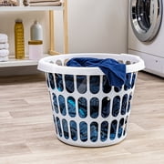 Starplast 1 Bushel Round Laundry Basket, White Plastic