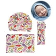 thumbnail image 1 of COM1950s Newborn Photography Wraps, Newborn Swaddle Printed Wrap Quilt Photography Wrap Cloth + Hat + Headband 3-Piece Set, 1 of 2
