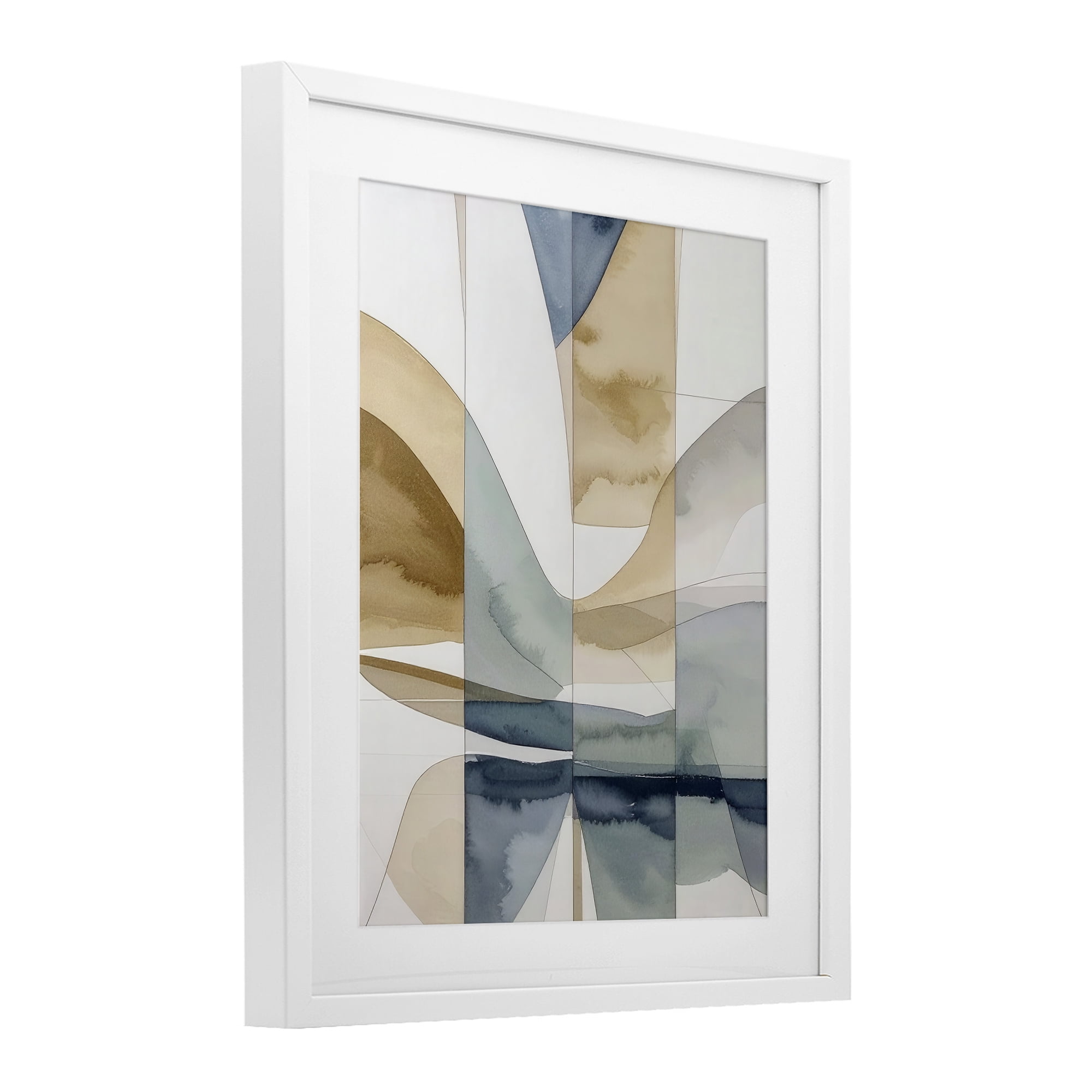 Stupell Industries Geographic Fluid Abstraction White Framed Print Under Glass, design by Alonza Saunders