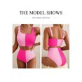 thumbnail image 5 of Eytino Bikinis for Women High Waisted Bathing Suit Color Block Scrunch Square Neck Two Piece Swimsuit 2025 Summer Beach Swimwear Swim Suits Pink Color Block L, 5 of 8