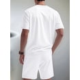 thumbnail image 6 of Men'S 2 Piece Outfits Short Sleeve Casual Shirt and Shorts Sets White XL, 6 of 7