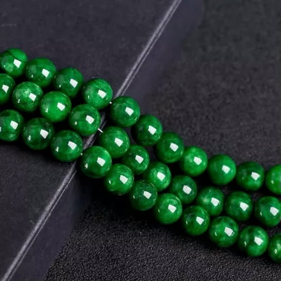 HOOUN Natural 6/8/10/12/​14mm Dark Green Jade Gemstone Round Loose Beads 15'' AA-14 mm