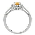 thumbnail image 3 of 14K White Gold Natural Whisky Quartz Flower Halo Ring Oval 6x4mm Diamond Accents, size 5.5, 3 of 4