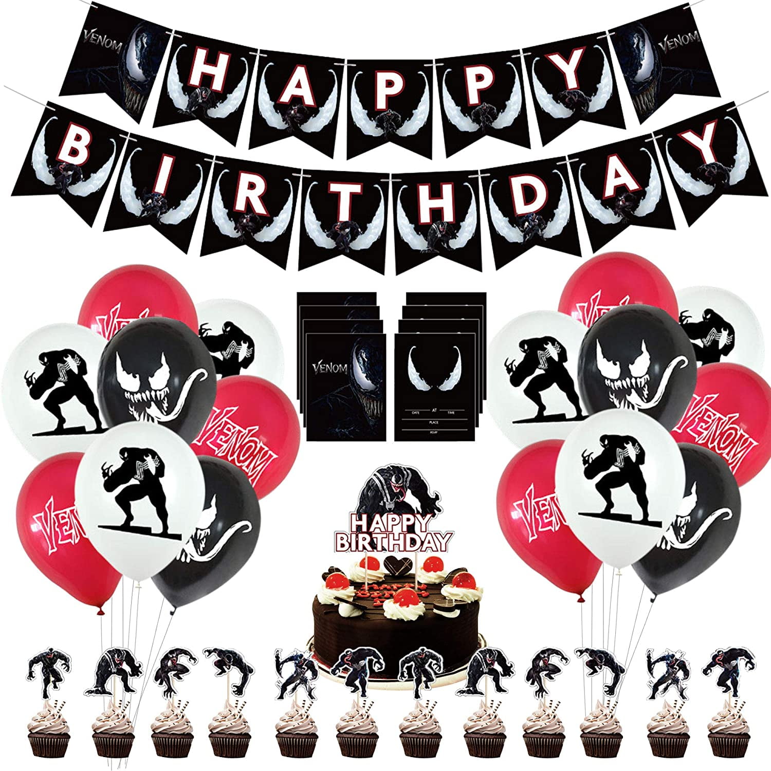 Venom Party Supplies,Venom Spiderman Birthday Party Decorations