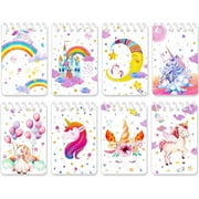 24 Pieces Unicorn Mini Scale Notebooks 8 Styles Unicorn Spiral Notepads Cartoon Small Spiral Notebooks Cute Stationery for School and Office, Kids Birthday Party Favors
