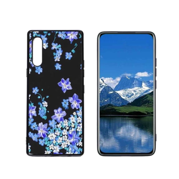 Compatible with LG Velvet 5G Phone Case, Blue-Flowers-8 Case Men Women, Flexible Silicone Shockproof Case for LG Velvet 5G