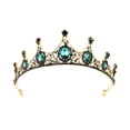 thumbnail image 1 of FELTECHELECTR FRCOLOR Tiara de cristal verde barroco, corona de aleación vintage para el cabello, accesorios para el cabello para bodas y compromisos, 1 of 5
