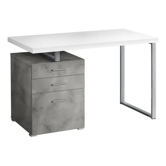 Pemberly Row Contemporary Wood Reversible Pedestal Computer Desk in Gray