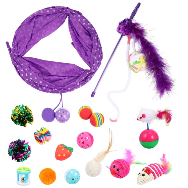 17 piezas de varitas de juguete para gatos con plumas, varitas interactivas, juguetes para gatos
