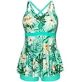 thumbnail image 1 of Bañador Tankini Hanna Nikole para mujer, verde y blanco, estampado floral, 1 of 6